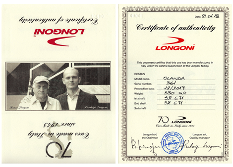 longoni new certificate