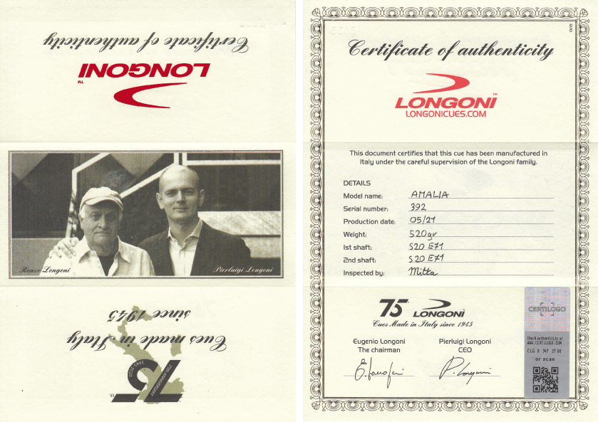 longoni new certificate